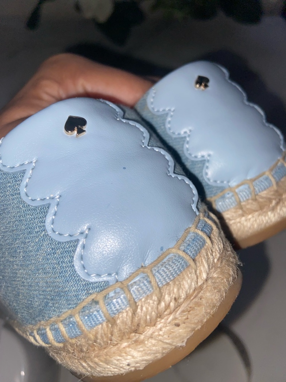kate spade Light Blue Denim Espadrille Slip-Ons with Embroidered Logo Size 7B - Picture 15 of 15